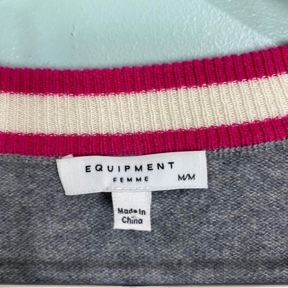 Equipment‎ Gia Cashmere Cardigan Pink Gray Academia Scholar Sz M - Picture 2 of 7